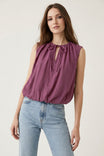 Tie Front Keyhole Sleeveless Top