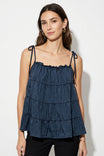 Textured Ruffle Edge Tiered Tank
