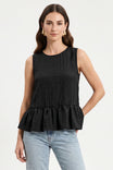 Sleeveless Ruffle Hem Satin Top