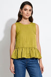 Sleeveless Ruffle Hem Satin Top