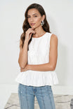 Sleeveless Ruffle Hem Satin Top