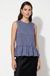 Sleeveless Ruffle Hem Satin Top