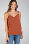 V-NECK CAMI TOP WITH LACE TRIM