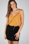 V-NECK CAMI TOP WITH LACE TRIM