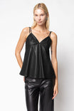 Vegan Leather Double Strap Peplum Cami