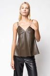 Vegan Leather Double Strap Peplum Cami