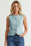 Sleeveless Woven Vest With Back Tie