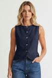 Sleeveless Woven Vest With Back Tie