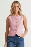 Sleeveless Woven Vest With Back Tie