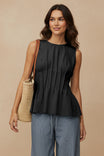 Pleated Peplum Sleeveless Top
