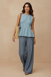 Pleated Peplum Sleeveless Top