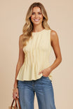 Pleated Peplum Sleeveless Top