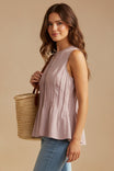 Pleated Peplum Sleeveless Top