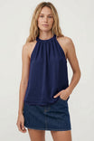 Twisted Halter Style Top With Tie Back