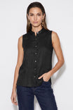 Linen Band-collar Sleeveless Top