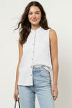 Linen Band-collar Sleeveless Top