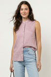 Linen Band-collar Sleeveless Top