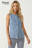 Sleeveless Longline Denim Vest Top