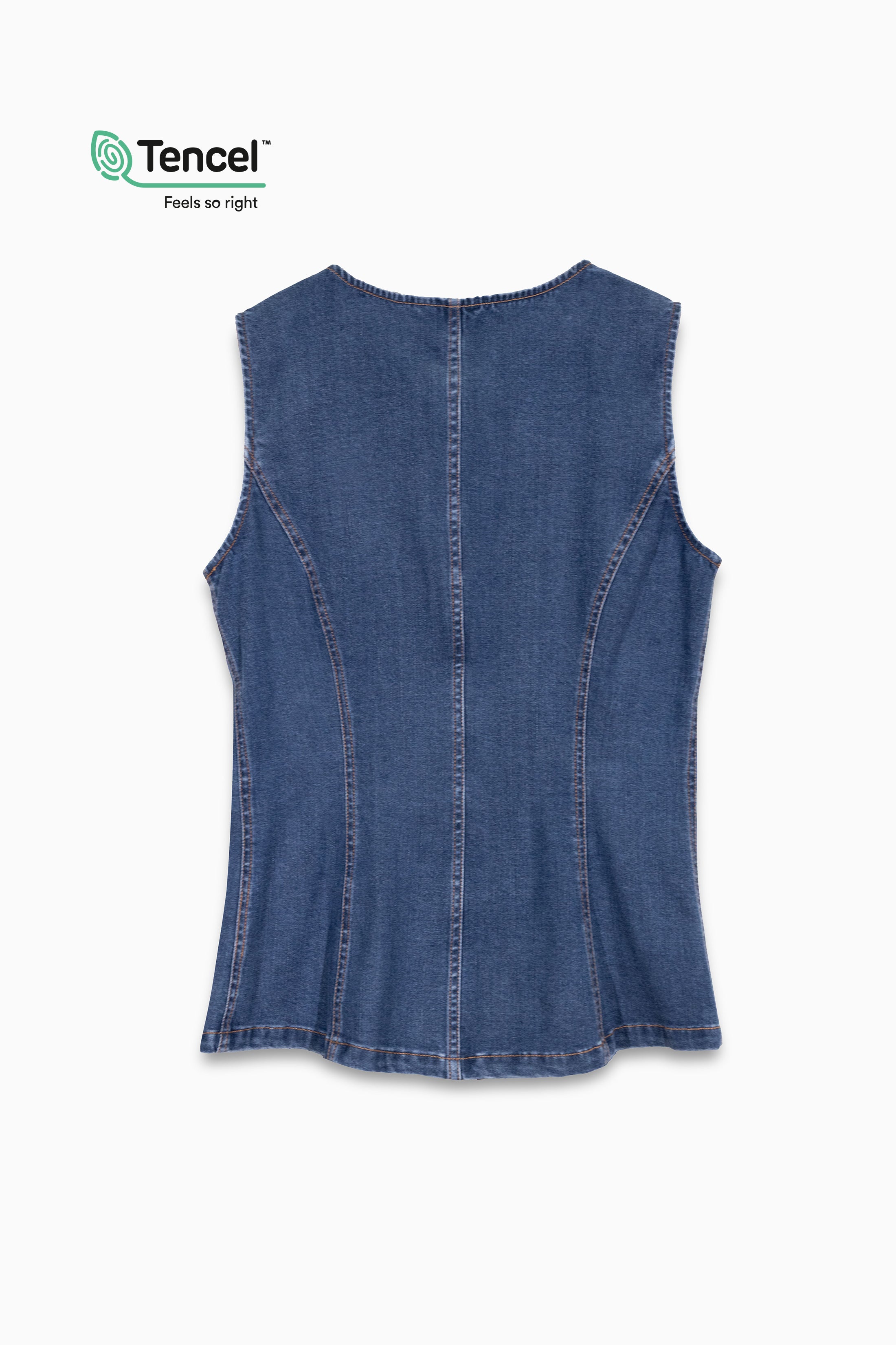 Sleeveless Longline Denim Vest Top – Naked Zebra Wholesale