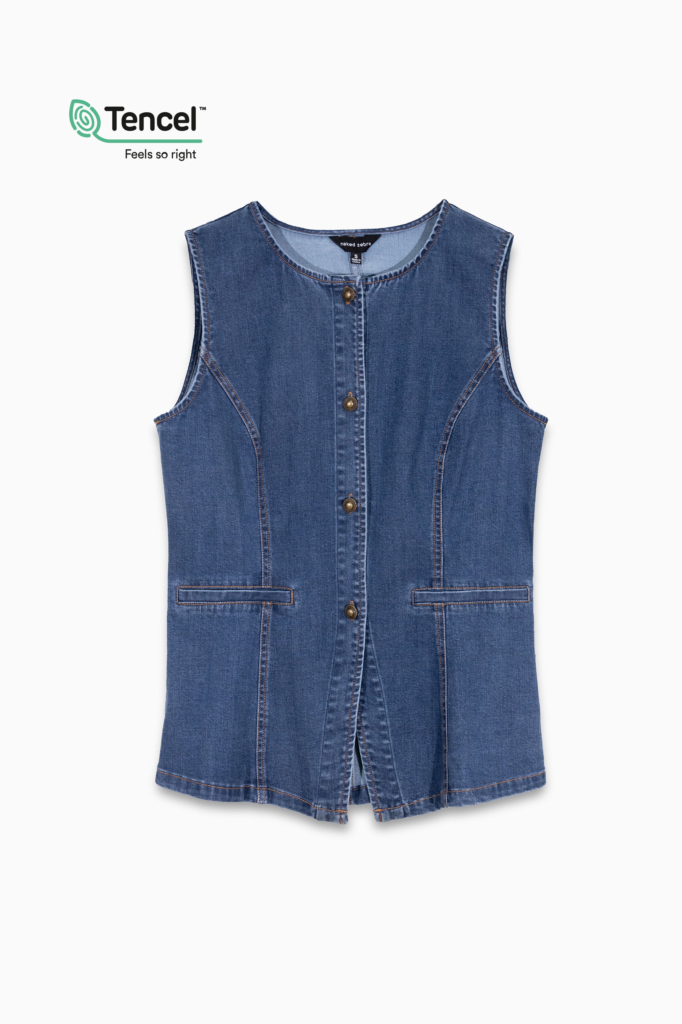 Sleeveless Longline Denim Vest Top – Naked Zebra Wholesale