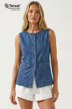 Sleeveless Longline Denim Vest Top