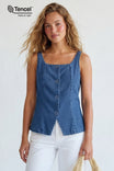 Square Neck Denim Vest Top