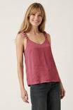Classic V-neck Tank Top With Strap Accent
