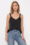 Classic V-neck Tank Top With Strap Accent