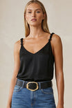 Classic V-neck Tank Top With Strap Accent