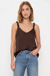 Classic V-neck Tank Top With Strap Accent