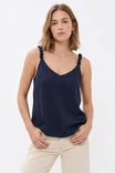 Classic V-neck Tank Top With Strap Accent