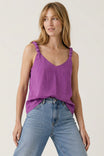 Classic V-neck Tank Top With Strap Accent