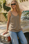 Classic V-neck Tank Top With Strap Accent