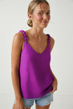 Classic V-neck Tank Top With Strap Accent