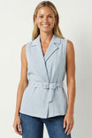 Sleeveless Belted Wrap Top