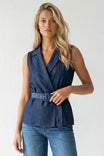 Sleeveless Belted Wrap Top
