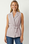 Sleeveless Belted Wrap Top