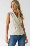 Sleeveless Belted Wrap Top