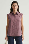 Cap Sleeve Hidden Placket Blouse