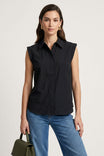 Cap Sleeve Hidden Placket Blouse
