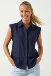 Cap Sleeve Hidden Placket Blouse