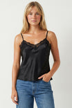 Classic Satin V-neck Lace Trim Cami