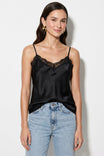 Classic Satin V-neck Lace Trim Cami