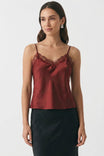 Classic Satin V-neck Lace Trim Cami