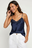 Classic Satin V-neck Lace Trim Cami