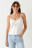 Classic Satin V-neck Lace Trim Cami
