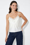 Classic Satin V-neck Lace Trim Cami