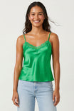 Classic Satin V-neck Lace Trim Cami