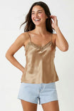 Classic Satin V-neck Lace Trim Cami