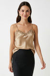 Classic Satin V-neck Lace Trim Cami